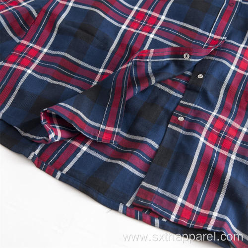 Black Red Plaid Long Sleeve Slim Dress Shirt